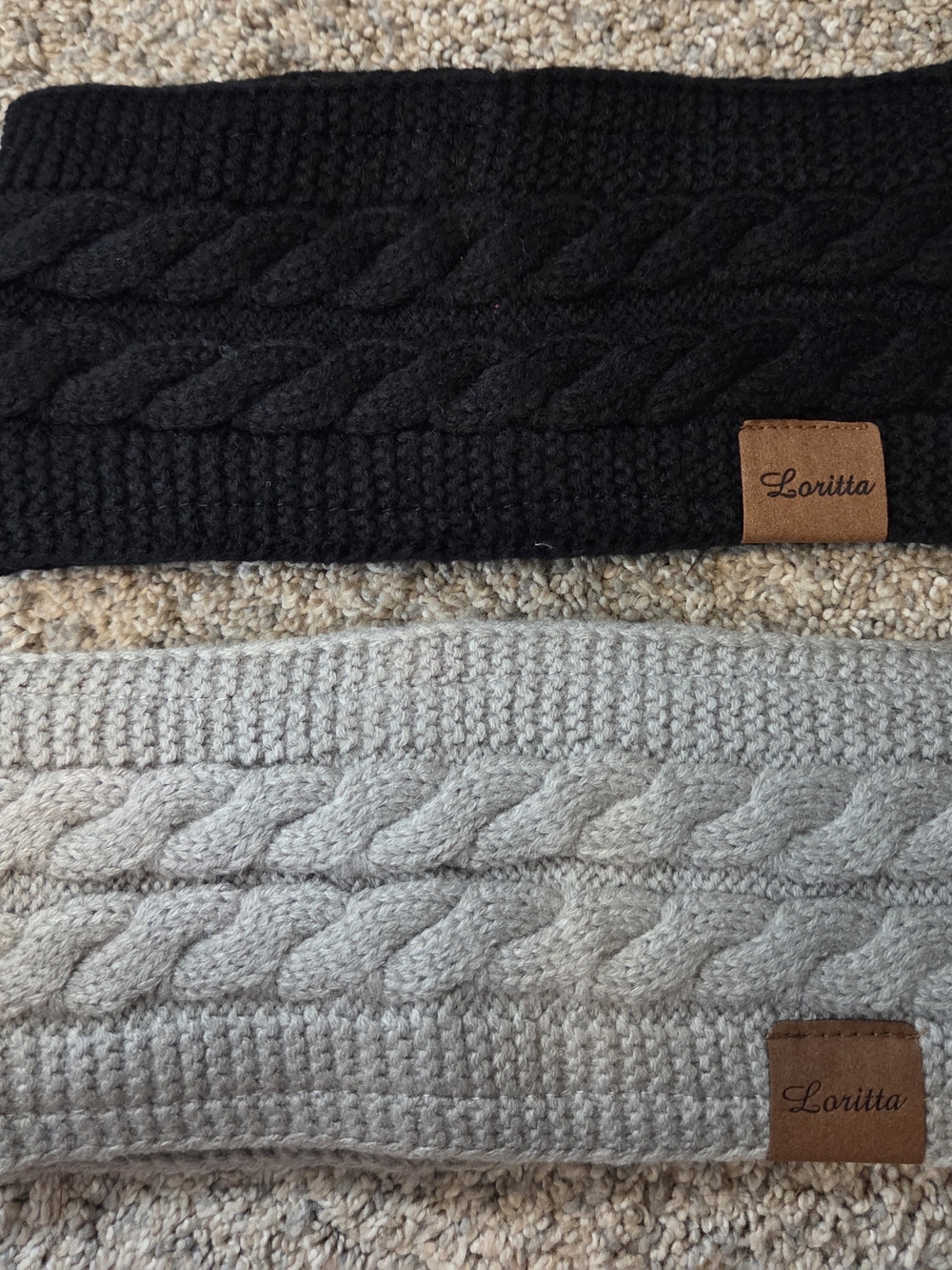 Loritta Winter Headbands - Black and Light Gray